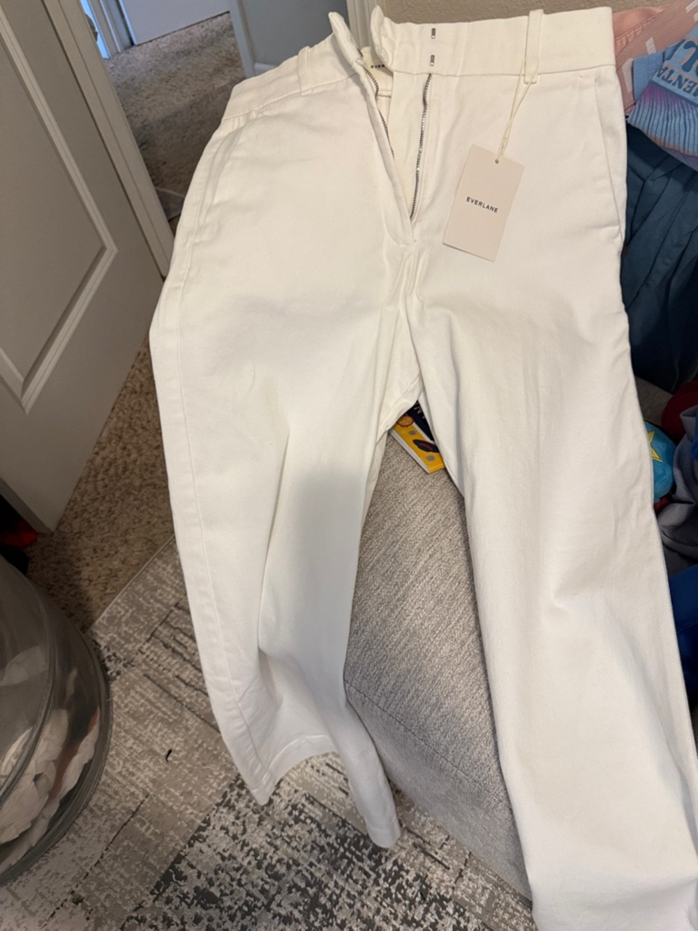 Everlane White High-Rise Wide-Leg Trousers